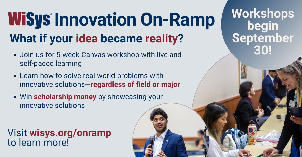 wisystto's tweet photo. Faculty, give students a chance to practice innovative thinking beyond the classroom with WiSys Innovation On-Ramp. This five-week course tackles real-world challenges and gives students the tools they need to thrive after graduation.

Learn more: https://t.co/hgr34HiWiu https://t.co/KL2FDZFcGb