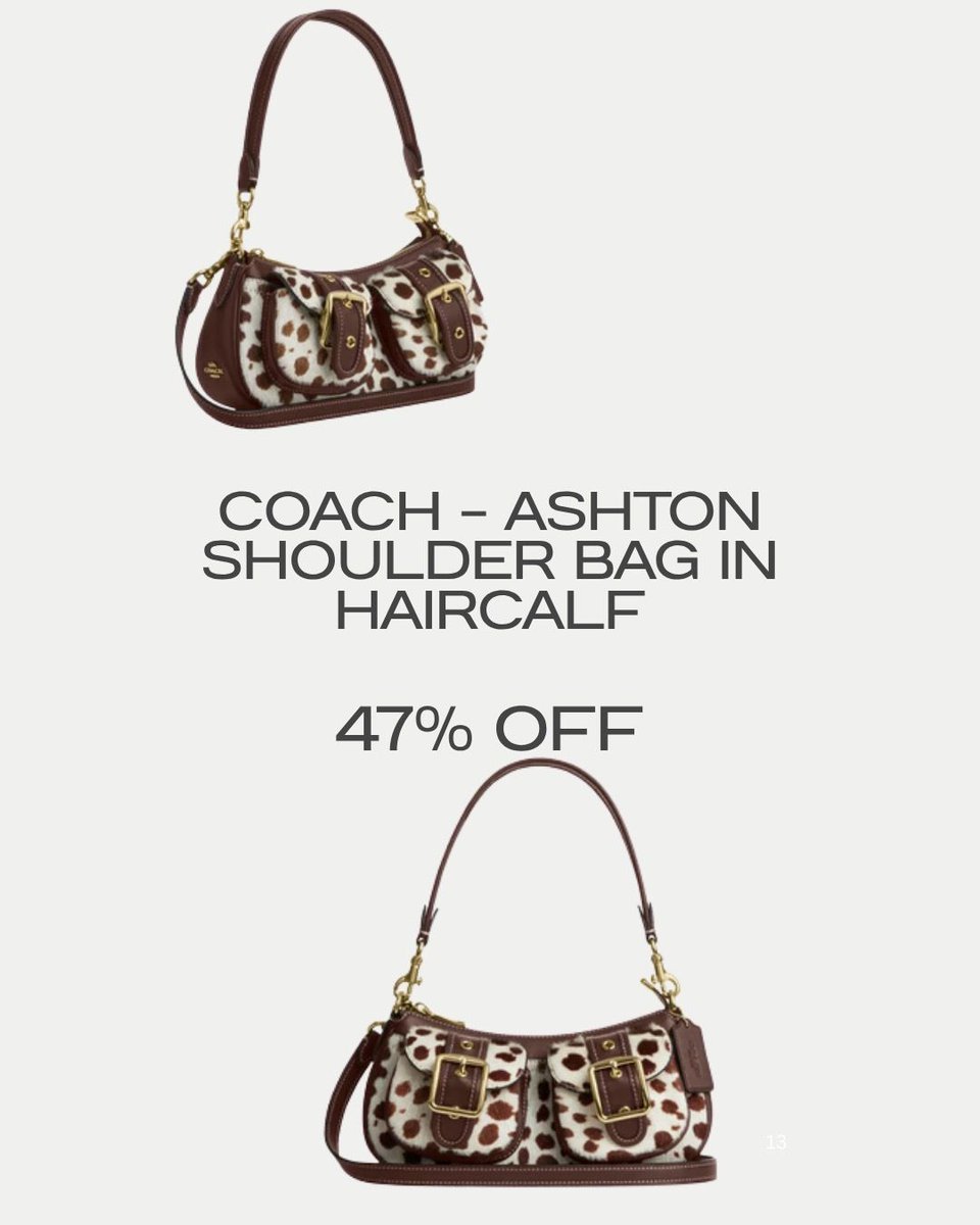 ProductsToShop's tweet photo. Secret Sales 🔥 47% Off  Coach Ashton Shoulder Bag In Haircalf https://t.co/hEd9nypunA Was: £375.00 Now: £199.00 FREE DELIVERY CODE: FREEDEL Ends: September 30, 2026 11:59 PM  

#coachbags #designerbags #designerbagsale #designersale #AnimalPrintFashion #handbag #aff https://t.co/d0EYAeBU7j