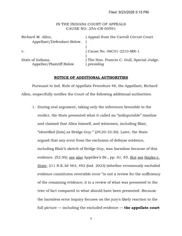 Wienekelo's tweet photo. I pulled the pleading. Usually this filing is reserved for a new case that just came down, or a very relevant case that you may find while doing other research after your brief was filed.
On occasion, you use it in this way. Look for the State to "respond" to the notice with case law of its own (if it exists).