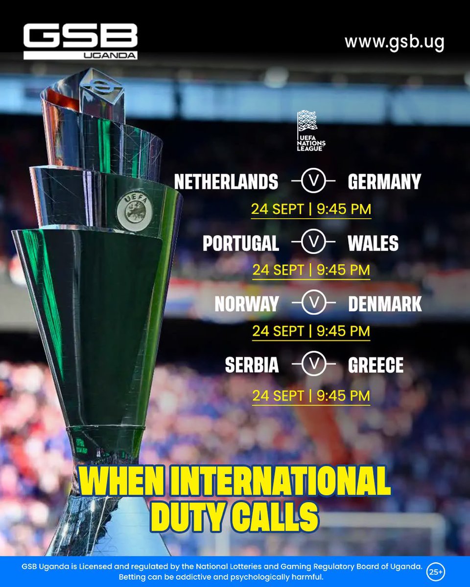 BrocklynJr16's tweet photo. When International Duty Call 📞 

Real Punters start cooking - Netherlands 🇳🇱 Germany 🇩🇪 and Portugal 🇵🇹 all play today

Click https://t.co/aqkQH8fw1z to Play Now @GSB_Uganda

 #Brocklyn #gsbmoments https://t.co/y5jFYzNtnh