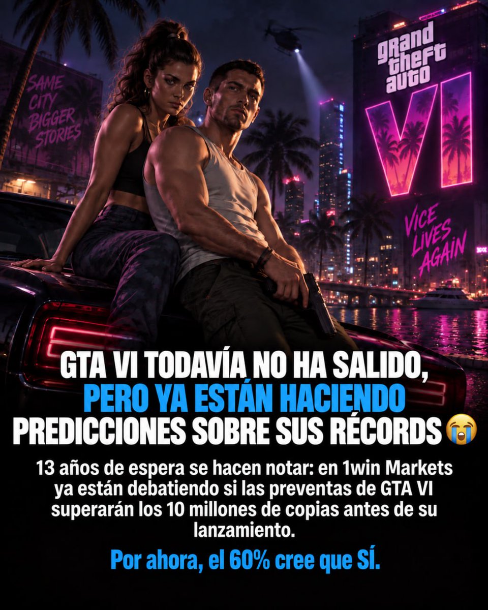 En_jupiter_'s tweet photo. GTA VI aún ni siquiera ha salido y ya se están contando miles de millones a su alrededor

Algunos esperan récords de ventas, otros debaten si el lanzamiento podrá convertirse en el más grande de la historia de la industria. En 1win Markets ya han aparecido predicciones sobre GTA VI y la gente está eligiendo a tope sus resultados.

A juzgar por el nivel de hype, la pregunta principal ya no es si el lanzamiento será enorme, sino cuán enorme resultará.