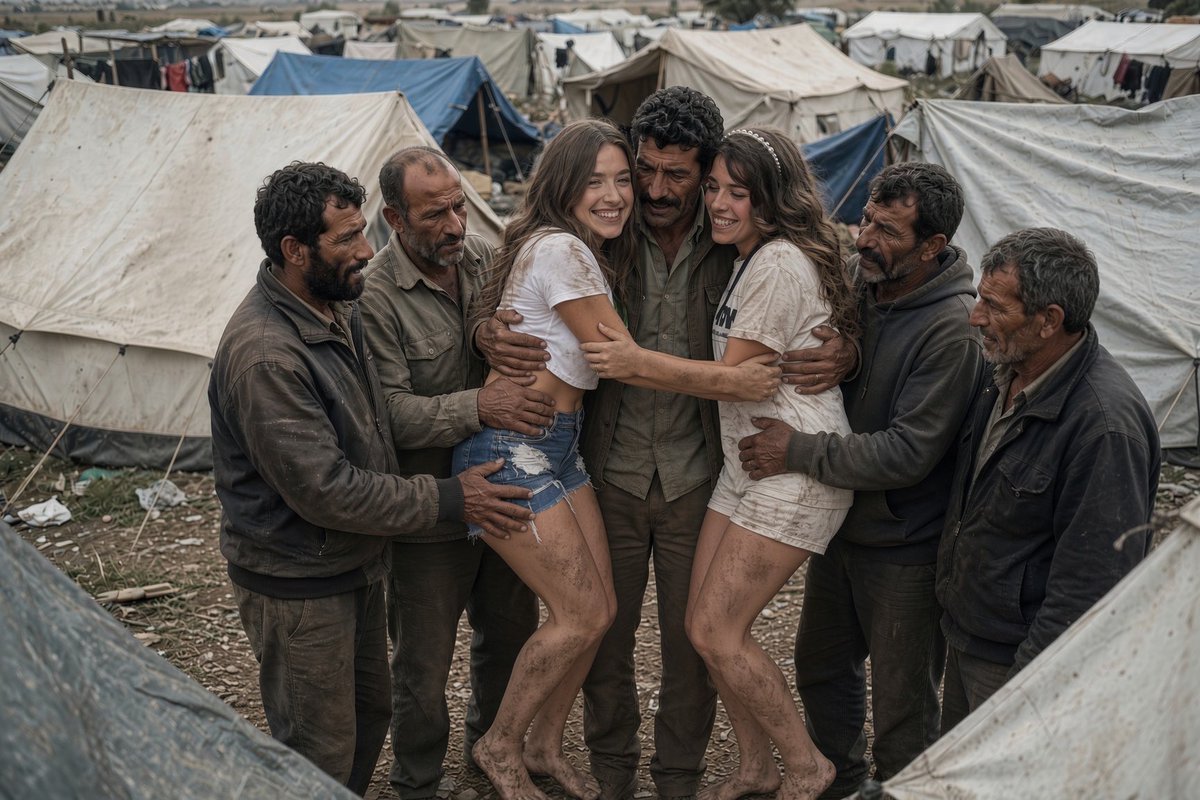 Rosababy00's tweet photo. They always enjoy helping out at the refugee camp. All the occupants love having them there to pass the time. #refugee #mnwo #wankchat #sub https://t.co/nnhl73zvJh