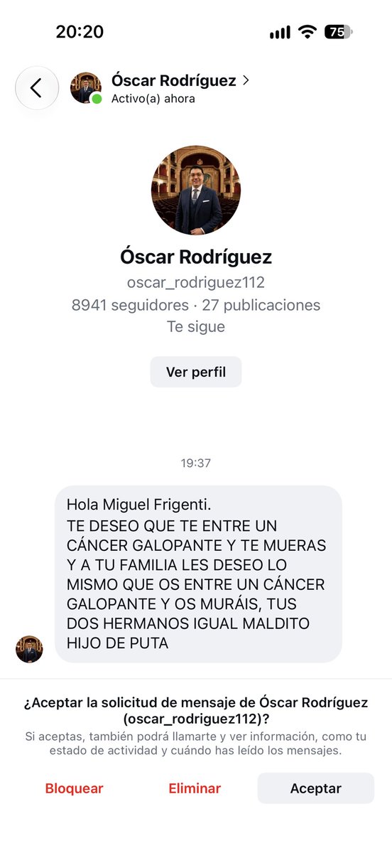 MiguelFrigenti's tweet photo. A estas personas que acosan detrás de una pantalla hay que exponerlos para que se les caiga la cara de vergüenza https://t.co/HbuDZcNdbi