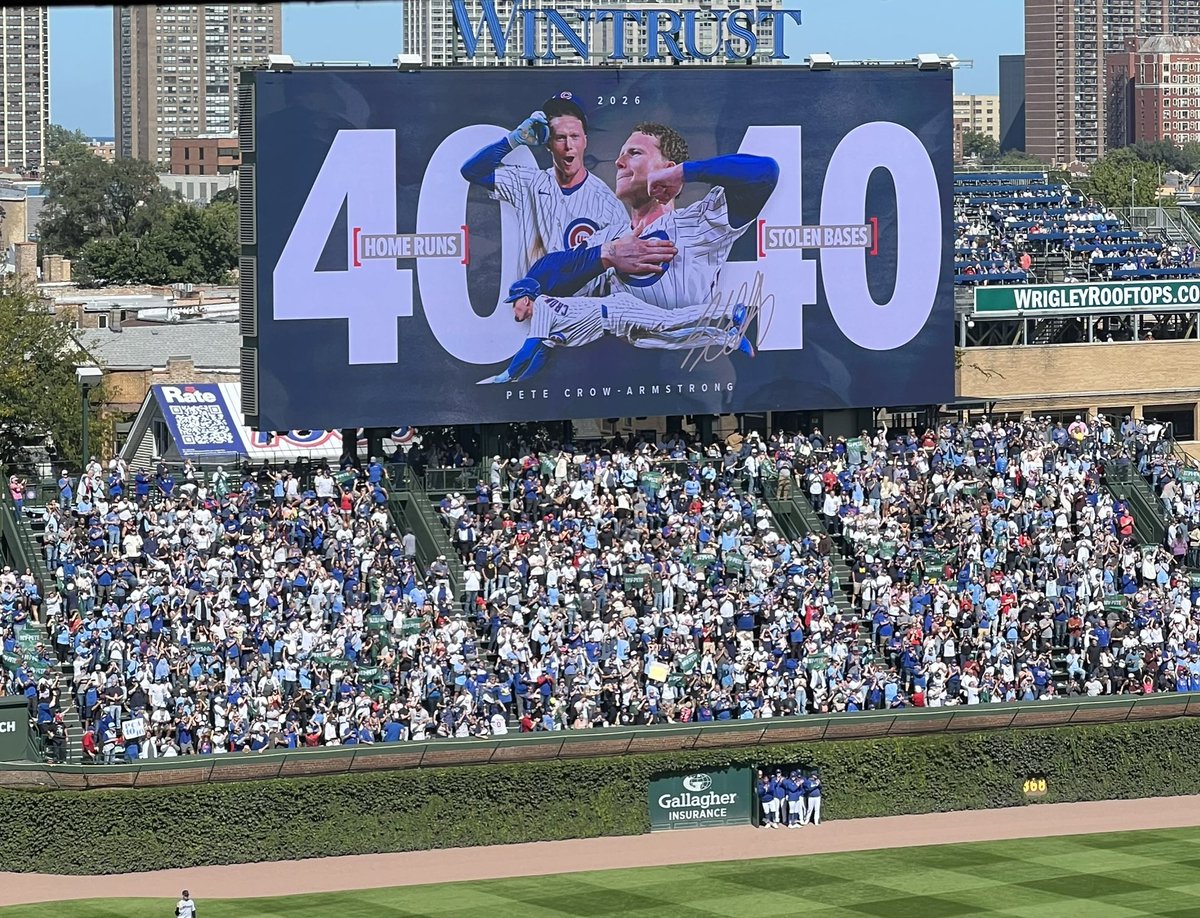 ZachZaidman's tweet photo. Pete Crow-Armstrong becomes the seventh player in MLB history to join the 40-40 club https://t.co/EwlY5h6hUE