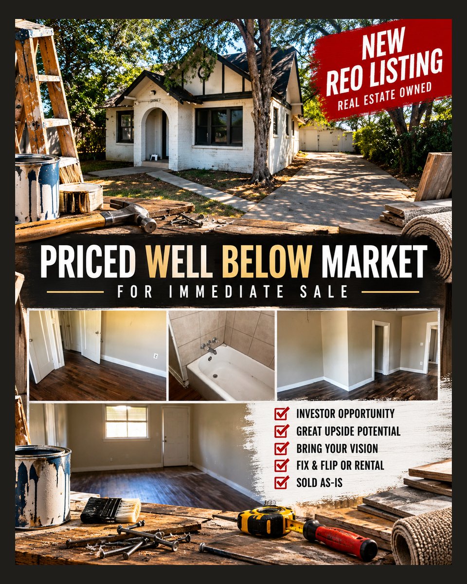 AndyGerron's tweet photo. #REO #LubbockInvestment #BelowMarket #TexasTechUniversity #TTU

This 2 bedroom 1 bath home with wooden floors and plank/vinyl is located near parks, schools and TTU. This house is priced below the market and is ready for you. https://t.co/7DXhEQ6Frx