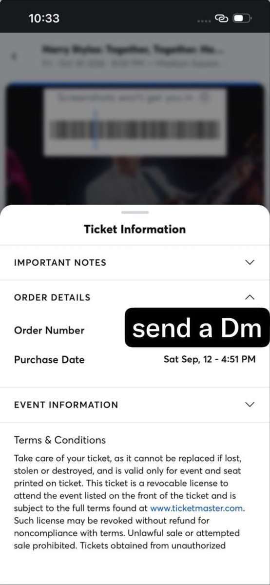 Scottlnvi's tweet photo. Hey anyone still looking for harry ween front view tickets trying to sell my sisters own 🫩 #harry #harryween #10/30 #NYC #togethertogether #harrystlyes #tickets https://t.co/n0sPf6wCFg