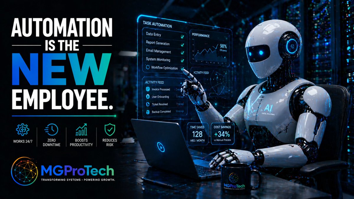 MGProTechCA's tweet photo. Automation shouldn’t replace good people.

It should give them their time back.

The repetitive stuff- routine data entry, reports, monitoring, follow-ups, recurring workflows- is exactly where automation earns its keep.

Let the system handle the repeatable work, so your team can focus on decisions, customers, improvement, and growth.

That’s the real value of automation: not doing more busywork faster, but removing it altogether.

Work smarter. Automate what makes sense.

#MGProTech #Automation #ITAutomation #BusinessAutomation #Productivity #DigitalTransformation #WorkflowAutomation #OperationalEfficiency #AIForBusiness #ManagedIT #ITConsulting #FutureOfWork