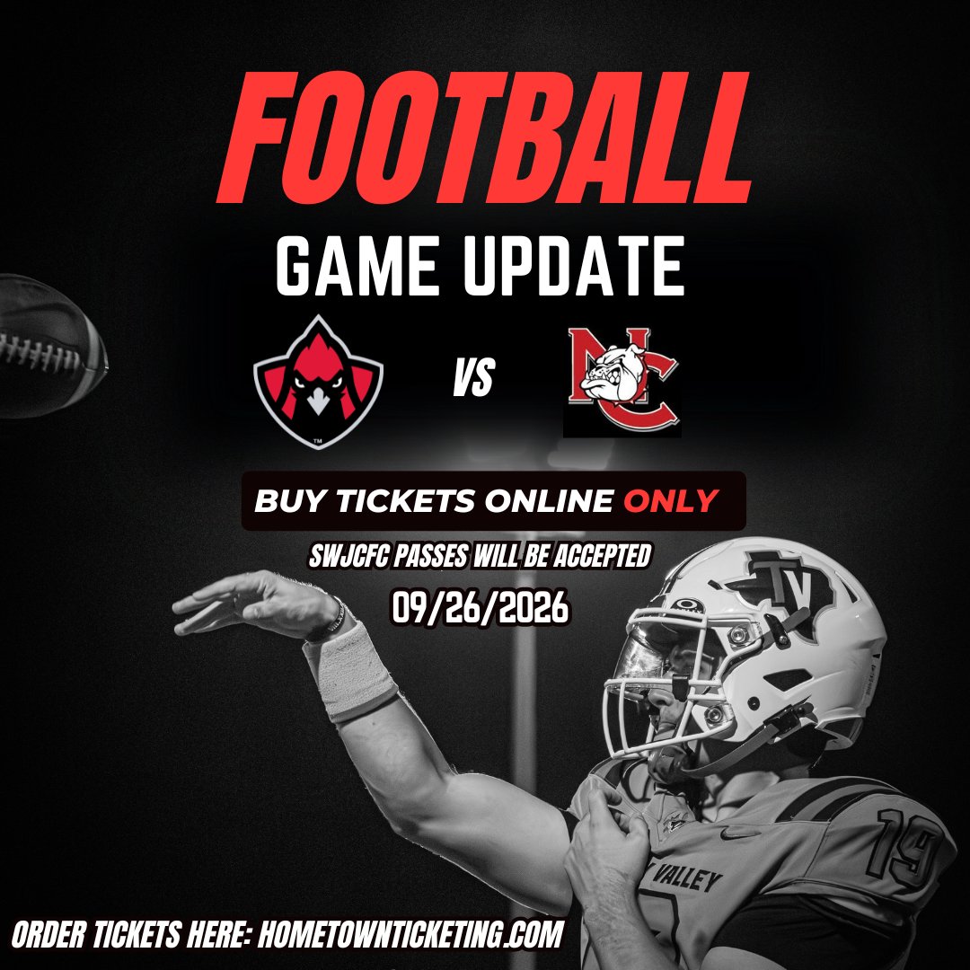 TVCCsports's tweet photo. ATTENTION Saturday's TVCC vs Navarro UPDATE🚨

ALL tickets to the game must be purchased ONLINE through Hometown Ticketing. There is NO option to pay at the gate. SWJCFC passes WILL be accepted.

Tickets 🎟️:
https://t.co/yvCVMlVxY3

WATCH LIVE FREE 📺: https://t.co/YT4lw13R18 https://t.co/Ecz7pIwwaz