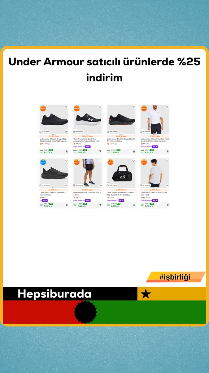 devindirim's tweet photo. Under Armour satıcılı ürünlerde %25 indirim
🛍 hepsiburada
Link ve yapay zeka sonraki tweetde 👇 #tanitim hepsiburada https://t.co/mVqDbtMoqD