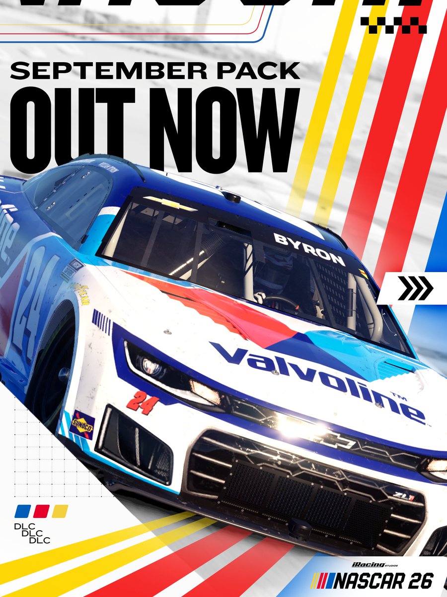 NASCAR26TheGame's tweet photo. The NASCAR 26 September Paint Pack features some iconic schemes from this year! 🎨 https://t.co/iB0PO0J2AZ