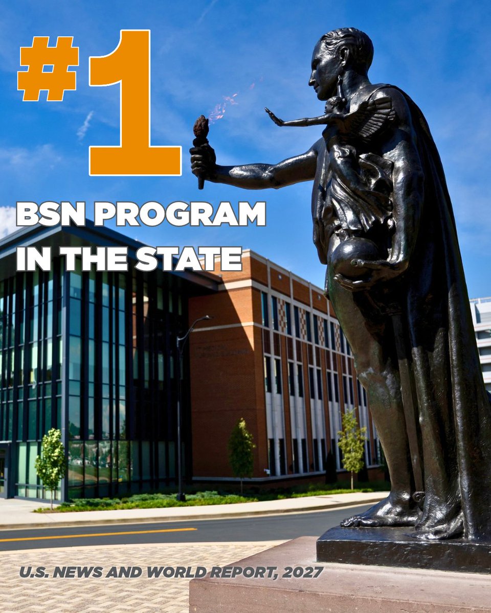 utknursing's tweet photo. The College of Nursing continues to be a catalyst in innovative and excellent health care. Our BSN program has earned the follow 2027 U.S. News and World Report ranking as #1 in TN.
We are honored to share this ranking with our sister program at UT Health Science Center. https://t.co/h8FcMcvEds