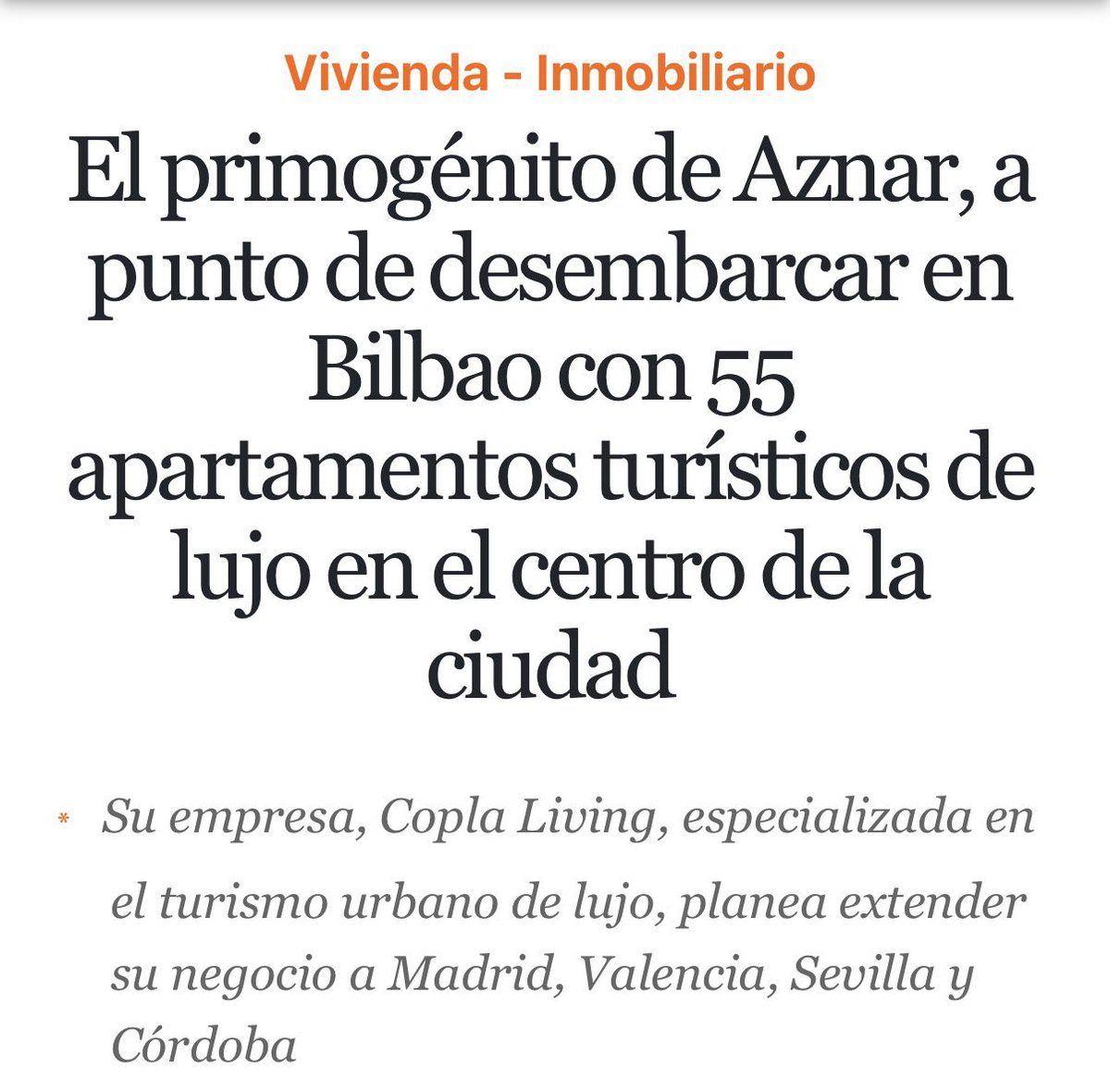 DinaBousselham's tweet photo. José María Aznar, hijo del expresidente, se presenta como asesor de Cerberus, el fondo que se ha quedado con carteras inmobiliarias de bancos como BBVA o Bankia. También es dueño de Copla Living que especula con los alquileres echando a gente de sus barrios como Mari Carmen. https://t.co/7jJ7ANnpXu