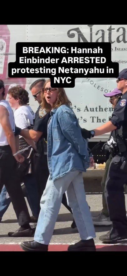 landpalestine's tweet photo. Susan Sarandon and Jewish actress Hannah Einbinder were just arrested at pro Palestine protest for chanting arrest Netanyahu in NYC https://t.co/mgTEgu0j79