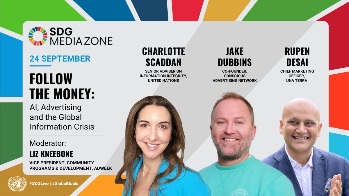 GlobalGoalsUN's tweet photo. Advertising funds much of the digital world from trusted journalism to harmful content. As AI changes how information is found and monetized, how can advertisers help shape a healthier information ecosystem?
#SDGLive from 3:00 PM EDT:  https://t.co/aM1SXDNg0z https://t.co/DbSshwneze