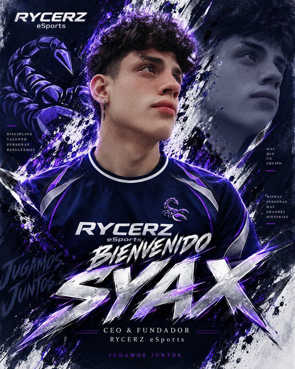 RycerzEsports's tweet photo. 🦂⚡ WELCOME TO RYCERZ // SYAX ⚡🦂
👑 CEO &amp; Fundador
⚔️ Disciplina. Talento. Ambición.
🔥 Esto apenas comienza.
💜 JUGAMOS JUNTOS.
#RYCERZ #SYAX #Esports #Gaming #RycerzEsports https://t.co/Nmj0YvC2jl