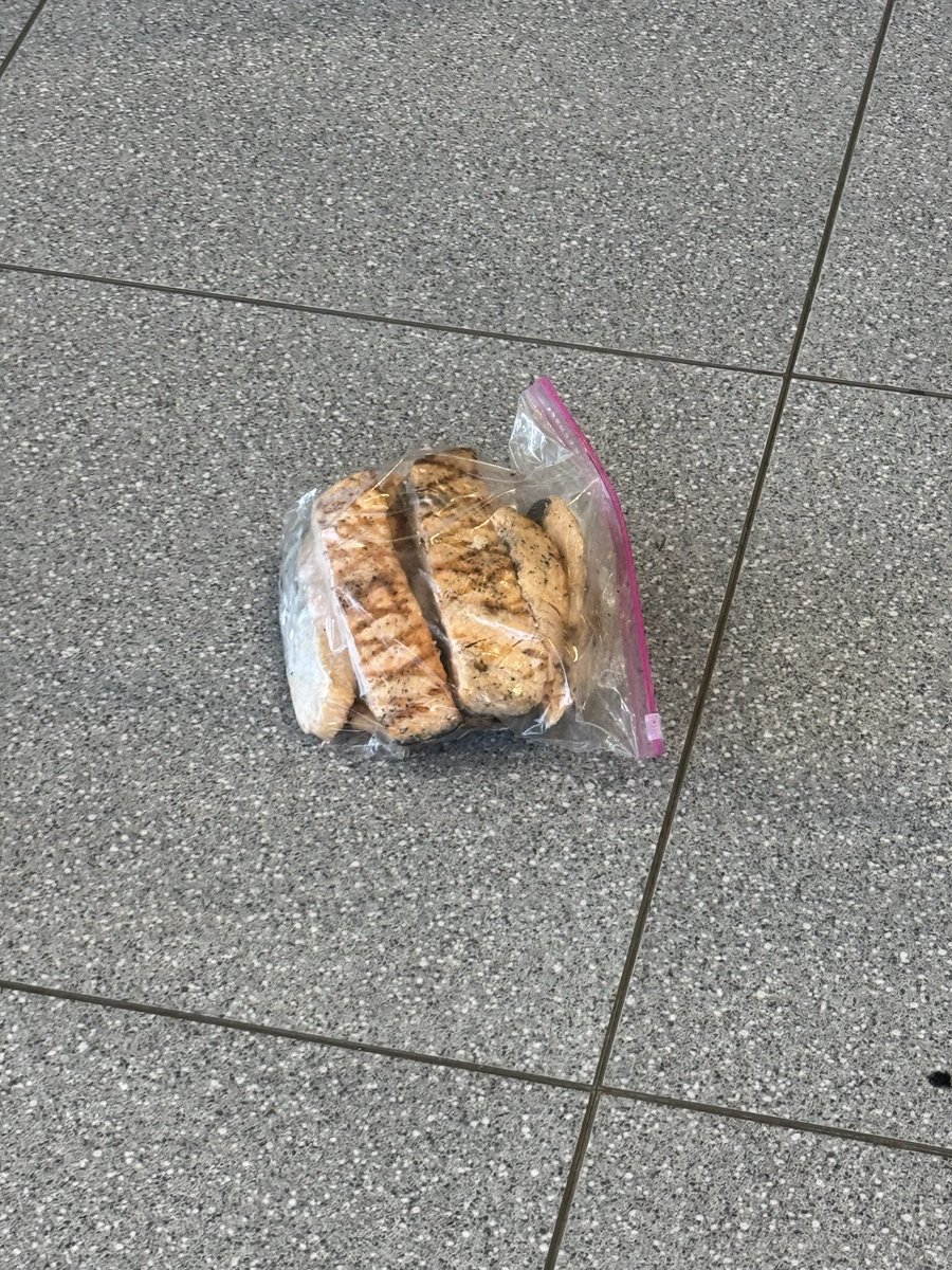 Zeltarules's tweet photo. someone dropped their bag of salmon (?) and left it. #MysteryEats https://t.co/skCcz8qm8M