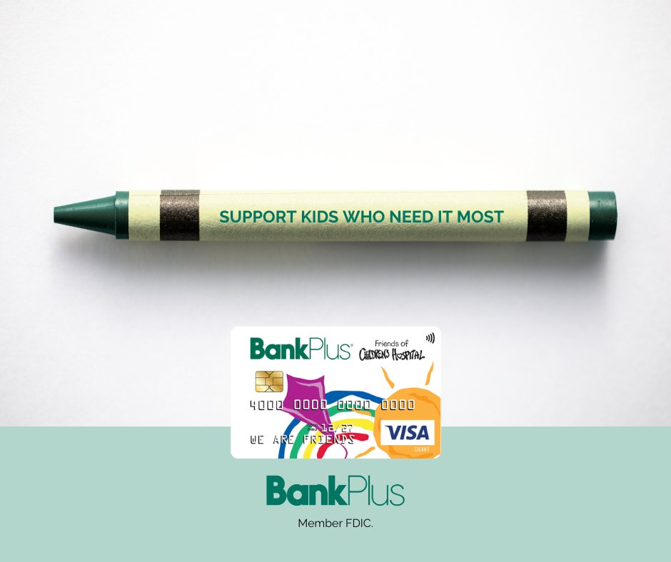 BankPlus's tweet photo. Your everyday purchases can do extraordinary things. Use your Friends debit card and help brighten a child’s day with every swipe. https://t.co/O8jUTX2j87 https://t.co/KZMjqlgFLx