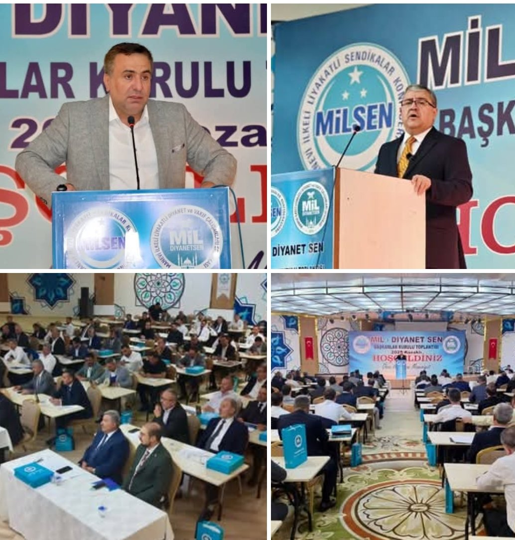 mucahit2929's tweet photo. Mil Sen Konfederasyonumuzun Amiral Gemisi Olan Mil Diyanet Sen’in Nevşehir Kozaklı’da düzenlediği Başkanlar Kurulu Toplantısı’na katıldık.

Kendi hizmet kolunda Türkiye’nin en büyük 3. sendikası olan Mil Diyanet Sen’in ortaya koyduğu sendikacılık anlayışına ve teşkilatının heyecanına yakından şahit olduk.

Gündem oluşturan, sorunları cesaretle dile getiren ve çalışanların sesi olan Mil Diyanet Sen, “Önce ahlak ve maneviyat” çizgisinden taviz vermeden yoluna devam ediyor.

Önümüzdeki döneme ilişkin hedeflerin ve çalışmaların istişare edildiği toplantıda, Mil Diyanet Sen teşkilatının sahada daha güçlü bir şekilde yer alacağı; personelin gönlüne dokunacağı, sorunlarını dinleyerek çözüm için gündeme taşıyacağı bir çalışma döneminin heyecanını gördük.

Yetkili sendika olma heyecanının teşkilatın her kademesinde zirveye ulaştığına da şahit olduk.

Taklit edilen çalışmalarıyla yeni bir sendikacılık anlayışına öncülük eden Mil Diyanet Sen; hakka hak, batıla batıl, doğruya doğru, yanlışa yanlış demeye; iyiyi alkışlamaya, yanlışın karşısında durmaya devam edecek.

Mil Diyanet Sen Genel Başkanı Sayın Celaleddin Gül’ü ve yönetimini gönülden tebrik ediyor, başarılarının artarak devam etmesini diliyorum.

Rabbim yollarını açık, birlik ve beraberliklerini daim eylesin.
#MilSen
#MilDiyanetSen