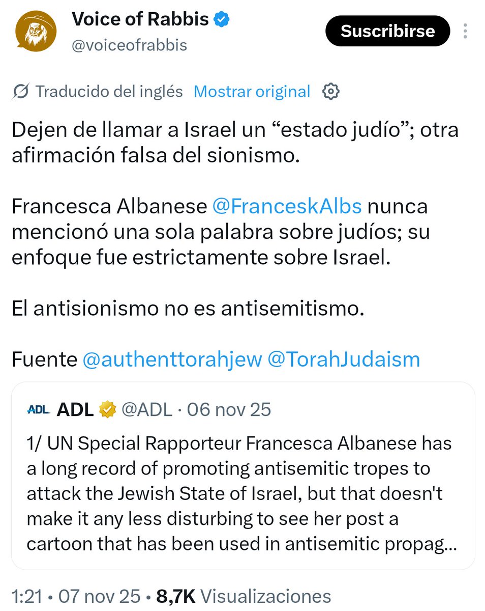 XicuSoler's tweet photo. @obelixdelagalia @iguardans Para salir de la idiocia voluntaria. Aquí le paso información de los propios judíos a propósito de Albanese. Ya luego me cuenta si ha llegado solo o necesita más ayuda. https://t.co/aRkADvV8Qc