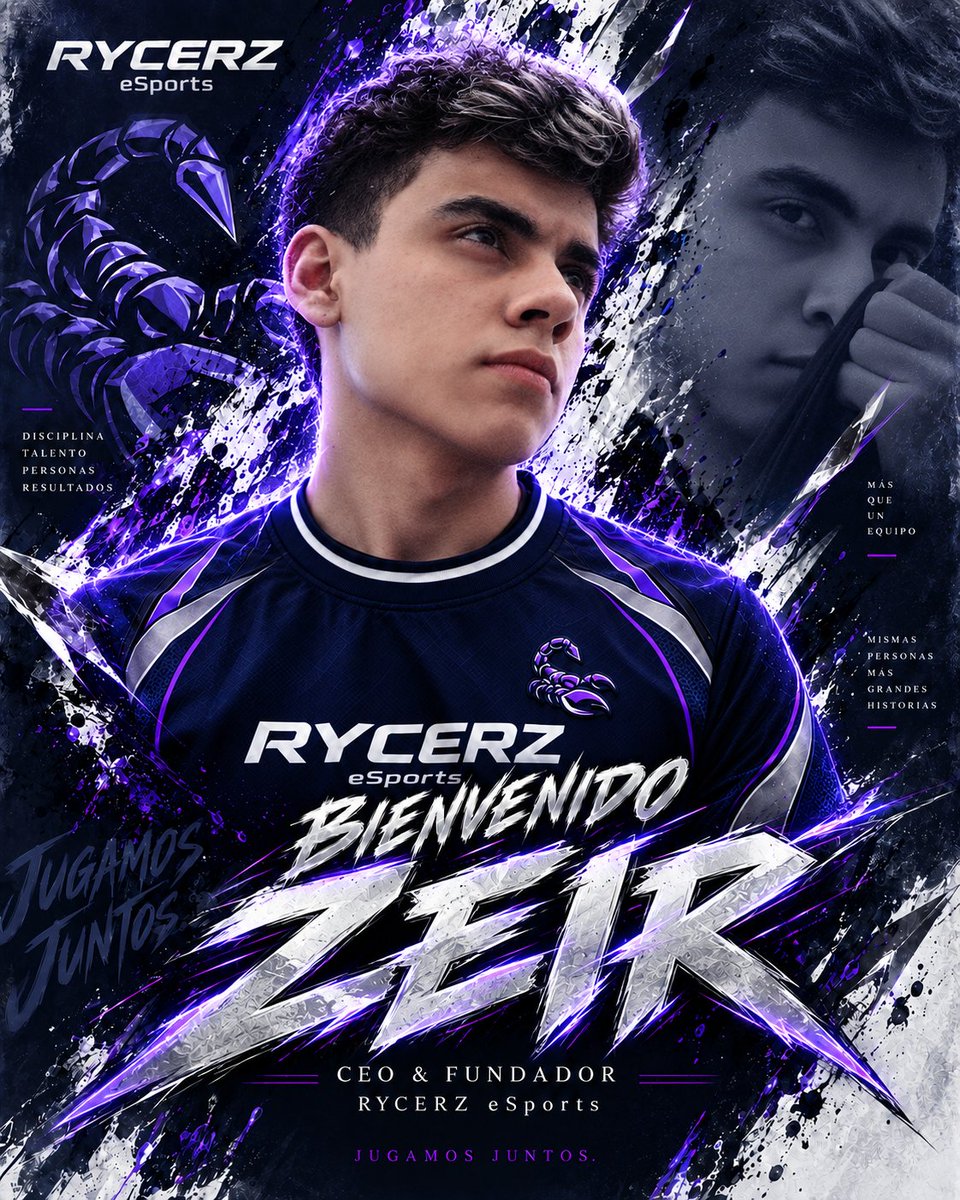 RycerzEsports's tweet photo. 🦂⚡ WELCOME TO RYCERZ // ZEIR ⚡🦂
👑 CEO &amp; Fundador
⚔️ Mentalidad. Disciplina. Ambición.
🔥 Venimos a competir, crecer y hacer historia.
💜 JUGAMOS JUNTOS.
#RYCERZ #ZEIR #Esports #Gaming #RycerzEsports https://t.co/5sPodlSJsn