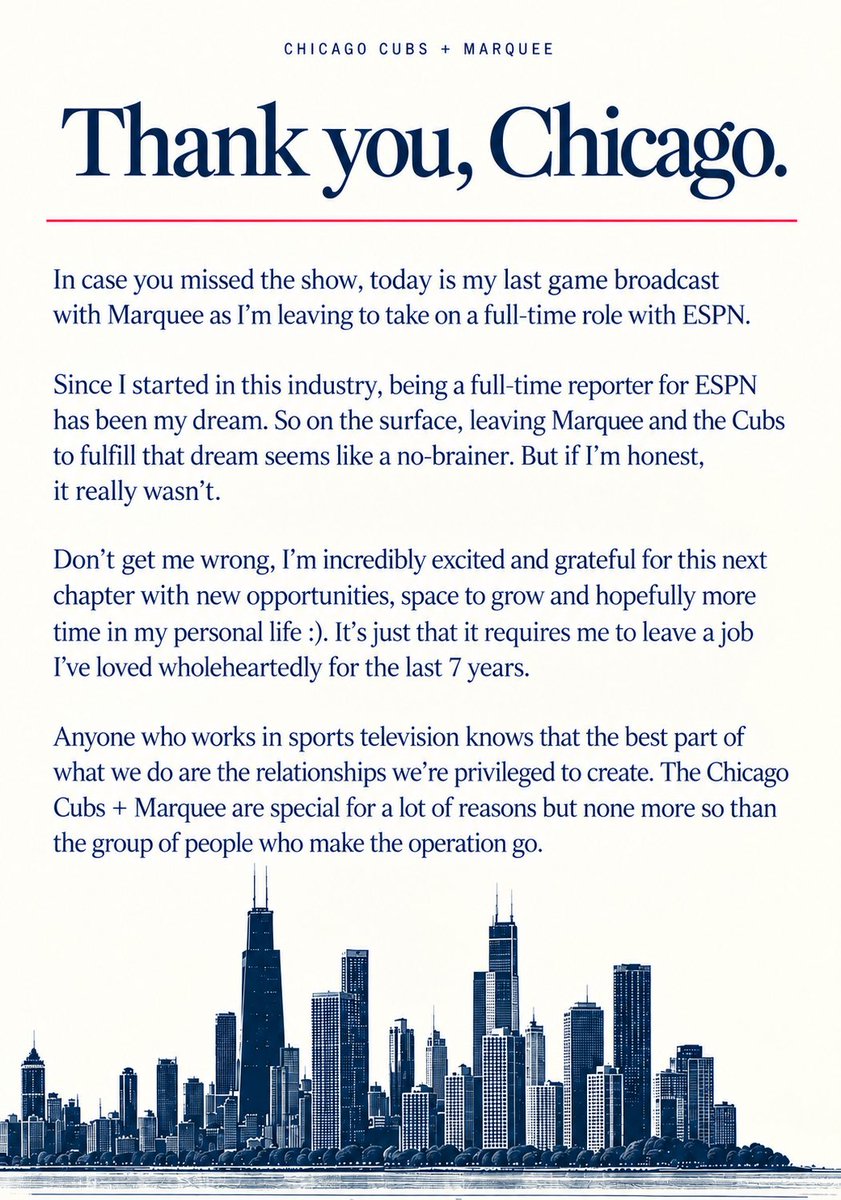 Taylor_McGregor's tweet photo. Forever grateful. Thank you @Cubs + @WatchMarquee. https://t.co/XUw3vFfUdL