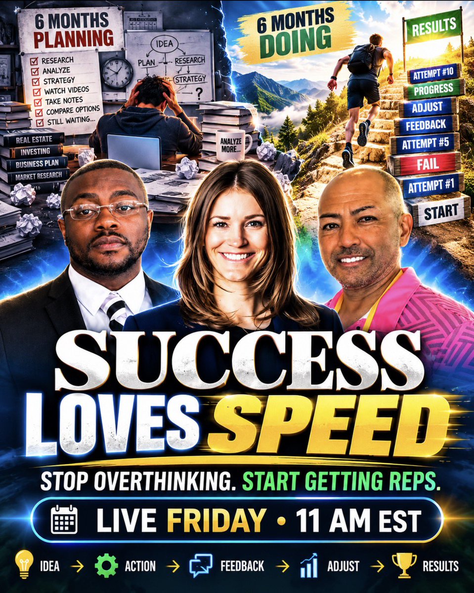 F_I_R_E_Fighter's tweet photo. Smart people can spend six months developing the perfect plan.

Someone else spends six months trying, failing, adjusting and getting better.

Who learned more?

Friday at 11 AM EST, Emily, Gus and I tackle why SUCCESS LOVES SPEED. https://t.co/9bcLHCAcQt