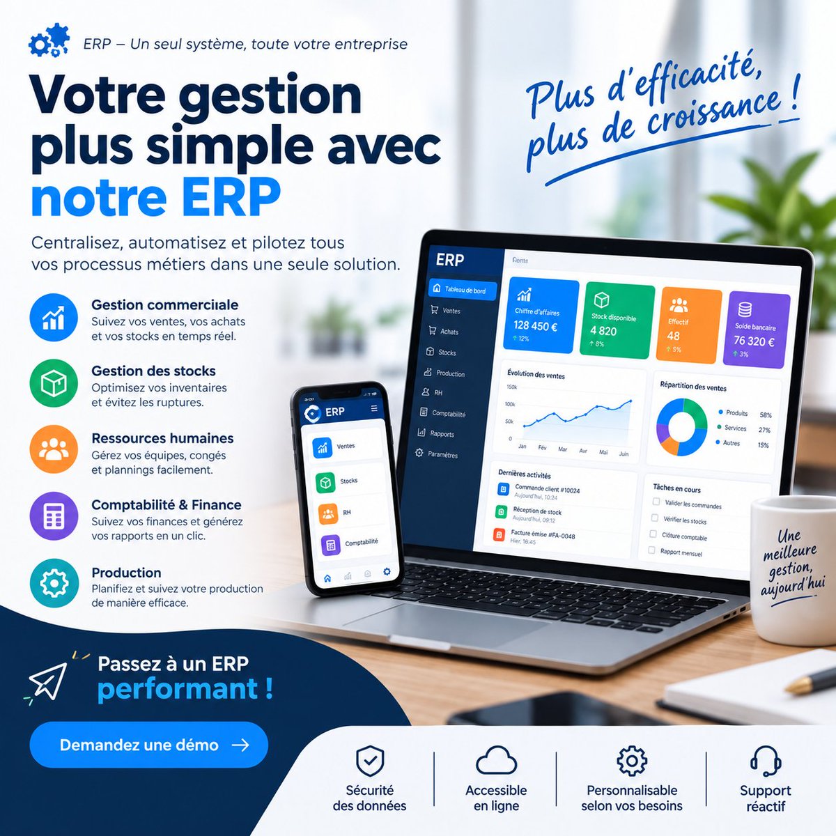 cdecdigital's tweet photo. 🚀 Simplifiez la gestion de votre entreprise avec notre solution ERP ! 💼
📦 Stocks | 💰 Comptabilité | 📊 Ventes | 👥 RH
✅ Plus d’efficacité, plus de croissance !
📞 Demandez votre démo : 0562 20 63 55
#ERP #Digitalisation #GestionEntreprise https://t.co/a2pK4bkJsf