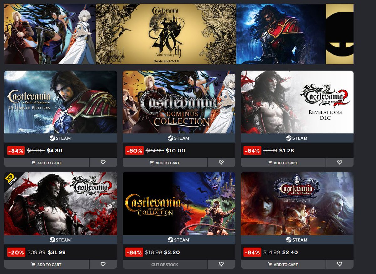 Wario64's tweet photo. Castlevania 40th Anniversary sale on GMG https://t.co/0z07MnWUDG #ad https://t.co/WL8J8Pc7Wd