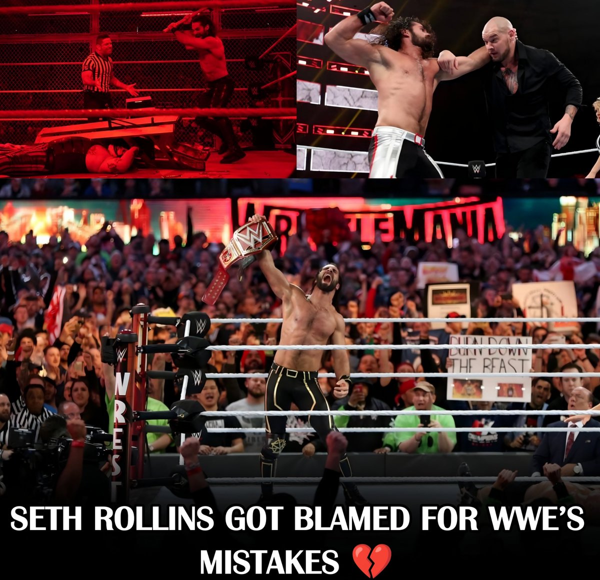 AllDAYZ77's tweet photo. When WWE tried to make Seth Rollins the face of the company in 2019, it failed badly. 😭

People blamed Seth Rollins for it, but honestly, WWE’s booking was the problem. They ruined his Bray Wyatt feud, and bro was out here feuding with Baron Corbin. 😭

Seth became the face of WWE at the wrong time. 

The overall product was already shit, but somehow he got blamed for it. 💀