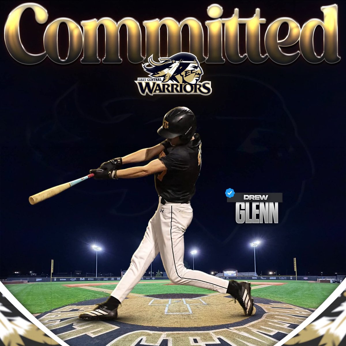DrewGlenn_7's tweet photo. Beyond blessed to announce my commitment to East Central Community College! I want to thank my family and coaches for helping me along the way! @ECCCBaseball @GriffinGrant_EC @EC_NealHolliman @rj2fletcher @NinerJrs2026 @BoydLNHBB @NewHopeBaseball https://t.co/JsTVjJaazU