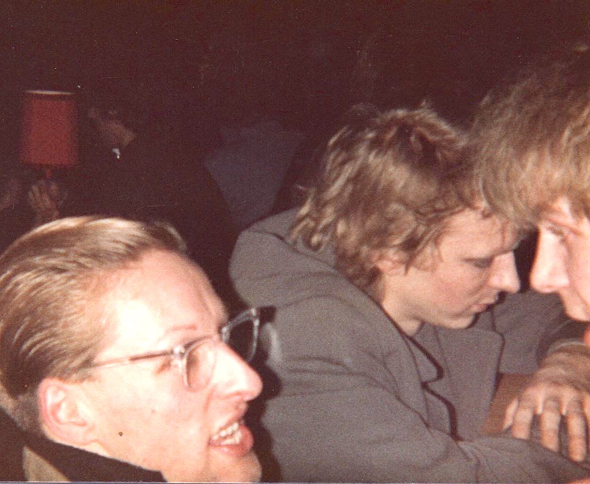 MrPaulSimpson1's tweet photo. January 14, 1981. Tripping on quad-strength microdot with Julian Cope and the late Jake (5th Bunnyman) Brockman at Plato's Ballroom, Liverpool.  New Order headlining. Seeing a girl applying her eyeshadow, Jake asked if she could apply some to his eyes too. x https://t.co/V4NckNjLNr