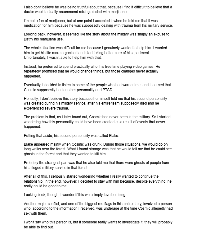 AkioYeen's tweet photo. I'd like to share my story with you and talk about how difficult a toxic relationship can be. Normally, I wouldn't post this, but I feel bad that I kept some things hidden that should have been reported.@CosmicBluefire https://t.co/32EsvSaHRC