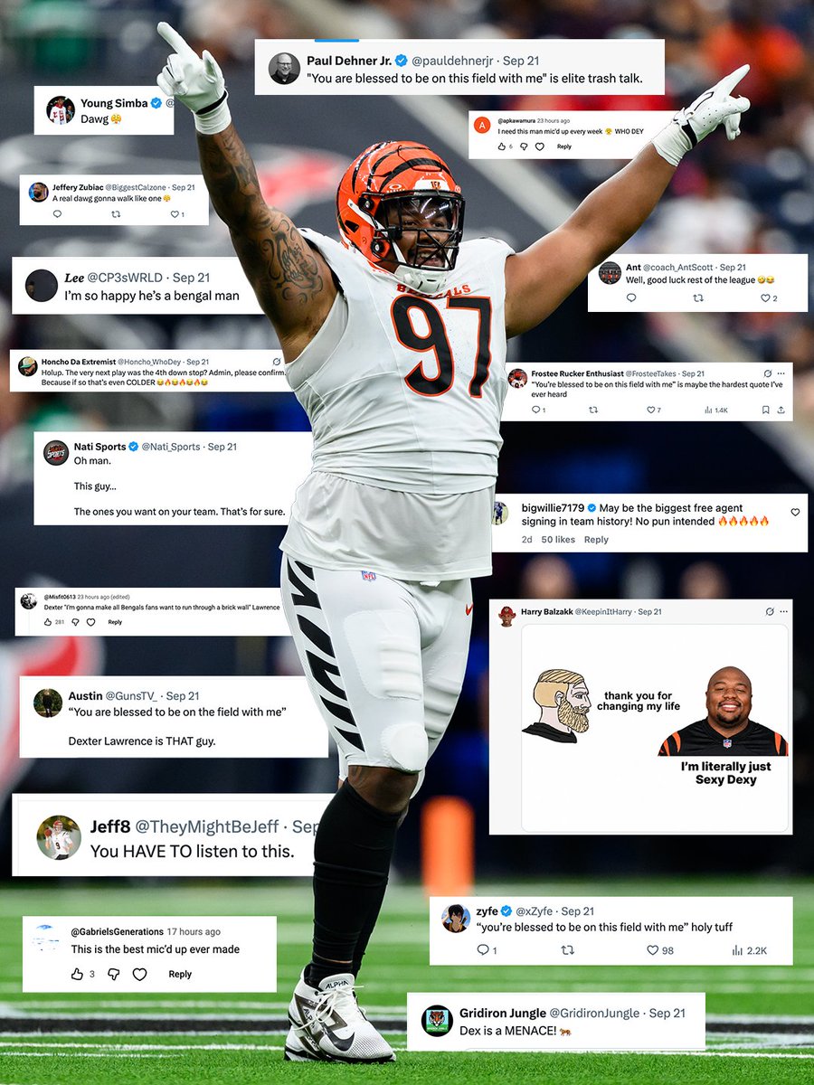 Bengals's tweet photo. Dex on the mic is elite.

Watch full Mic'd Up 🔗: https://t.co/bLuEyiRYy4 https://t.co/DJz6pkU1Fy