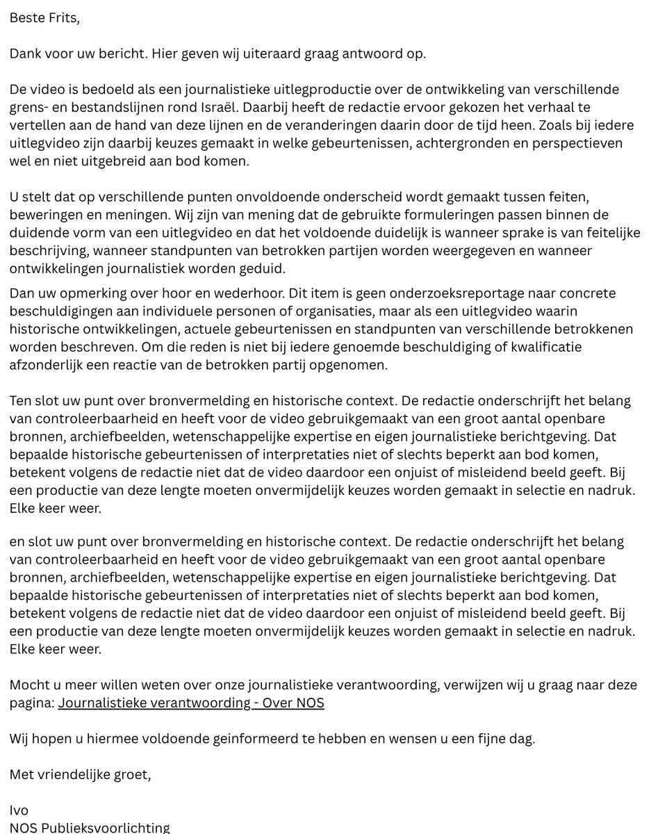 helostorm's tweet photo. @DianaMeijer1 @Repelsteeltje21 @NOS Hier de reactie van de NOS op mijn klacht over "De grenzen van Israël. Uitgelegd":

"Wij vinden zelf niks van het conflict. We hebben geen voorkeuren en belangen." 🤥🤥🤥 https://t.co/wpQZFWIrvy