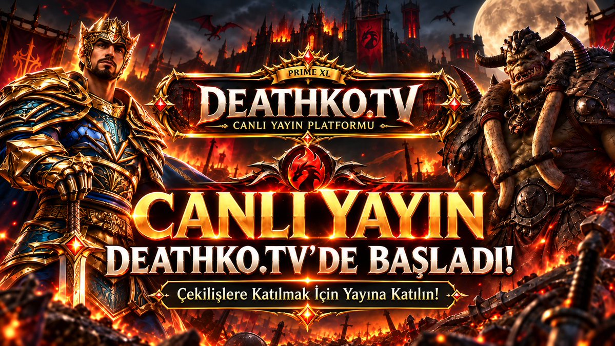 DeathKoOfficial's tweet photo. 🔥 DEATHKO v1098 MYKO — PRIME XL 🔥

🔴 SATOSHI & BYNEON İLE OFFICIAL ÖNCESİ SON CANLI YAYIN BAŞLADI!

PRIME XL için artık SON 1 GÜN! ⚔️ #deathko

Official açılış öncesi gerçekleştirdiğimiz bu özel yayında; sunucu sistemlerini, PRIME XL’e özel yenilikleri, ekonomi ve farm yapısını, etkinlikleri ve açılış öncesi merak edilen tüm detayları Satoshi & ByNeon ile birlikte konuşuyoruz.

🎥 CANLI YAYIN: 👉🏻 https://t.co/Z0qIkd2iBt
━━━━━━━━━━━━━━━━━━━━
⚔️ Sunucu: DeathKO v1098 MYKO 🌍 Yeni Dünya: PRIME XL 📅 OFFICIAL AÇILIŞ: 25 Eylül 2026 Cuma — 21:00 (GMT+3)

📖 PRIME XL TANITIM REHBERİ: 👉🏻 https://t.co/jlmT7zu2XM
⬇️ CLIENT DOWNLOAD İndirme linkleri bu akşam 21:00'de yayınlanacaktır.
━━━━━━━━━━━━━━━━━━━━
🎁 AÇILIŞA ÖZEL %100 BONUS!

🔥 %80 Süper Bonus ➕ %20 Extra Bonus 💥 Toplamda %100 BONUS fırsatı!
💳 KLASGAME üzerinden Bonuslu AB Satın Al: 👉🏻 https://t.co/L63k8faEpu