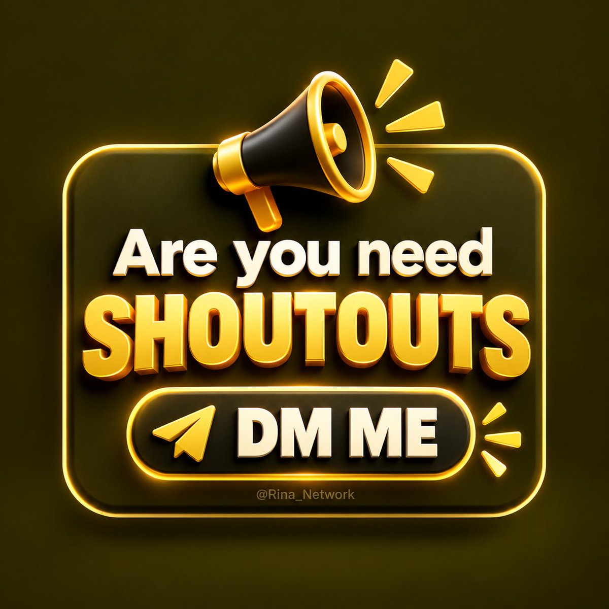 Rina_network's tweet photo. Ready for real reach? 3 shoutout slots just opened.

Send a DM with "PROMO" to secure yours today. ⚡ https://t.co/RLqRhfV3U1
