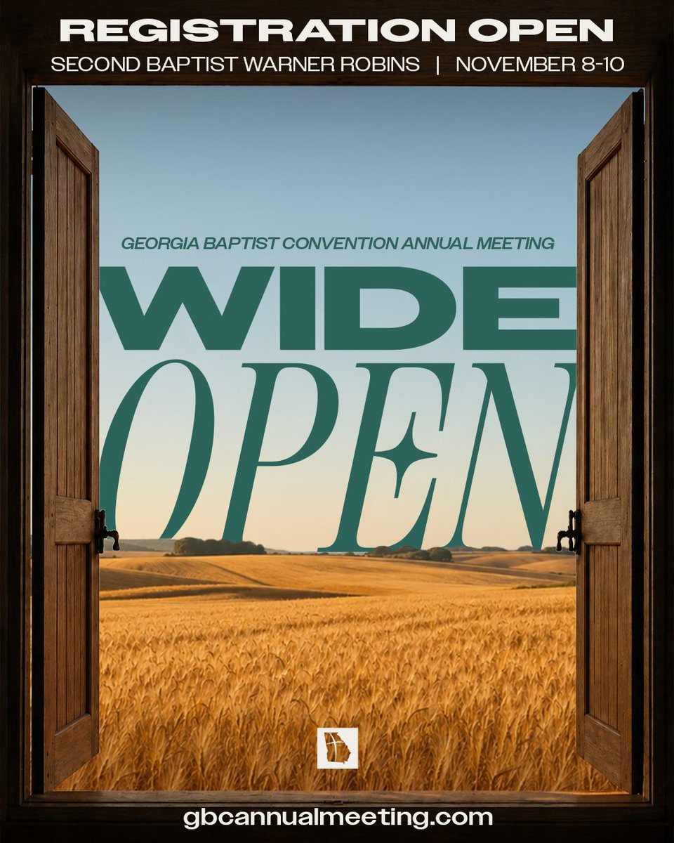 GABaptist's tweet photo. Registration is open for the 204th Georgia Baptist Convention Annual Meeting! 

Join Georgia Baptists this November to worship, celebrate the Lord’s work and look ahead together. 

Register today: https://t.co/Mc8oyyd2Uz https://t.co/wUm7kjdBky