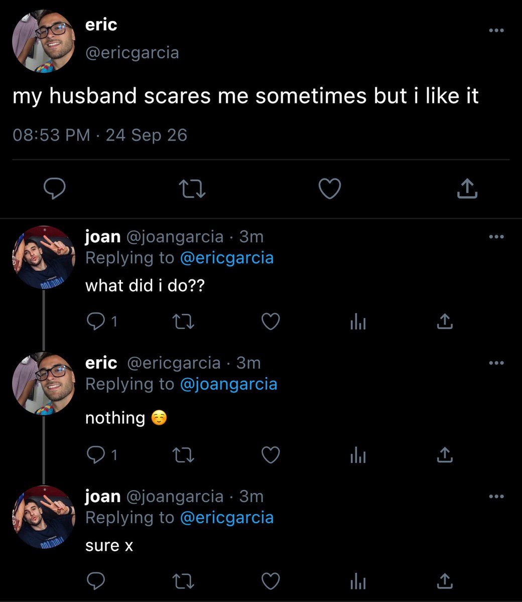ferminiism's tweet photo. #joaric but its actually just tweets me and my wife have actually tweeted https://t.co/CiRoE5OG6l