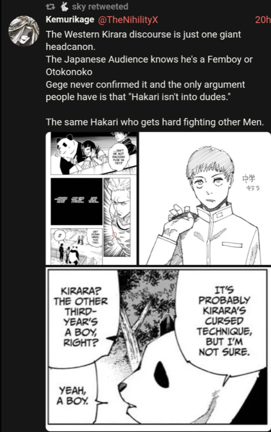 V0idva's tweet photo. @govxnor_ Always "Heavily implied" and "might" but never is.

If gege ever gaf abt y'all they could've just confirmed it, but the things proving he's a femboy are stronger than otherwise, all what you showed me are either bait, missub, not actual proof or things that don't prove me wrong. https://t.co/X26wEB3JSz