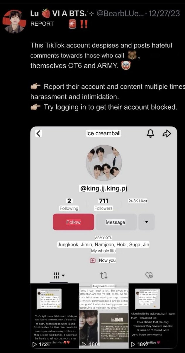 reportTHV_INDIA's tweet photo. The audacity of jikookers to deflect from the threats directed at🐯by spreading misinfo &amp; shielding that user,when that acc has been targeting him since 2023

https://t.co/DRfFO92lUZ
https://t.co/MdEcHceVsd
https://t.co/ribyWN3YFP
https://t.co/BILQffLPiR
https://t.co/FbMatUxoAc https://t.co/UDp5L6A7hi