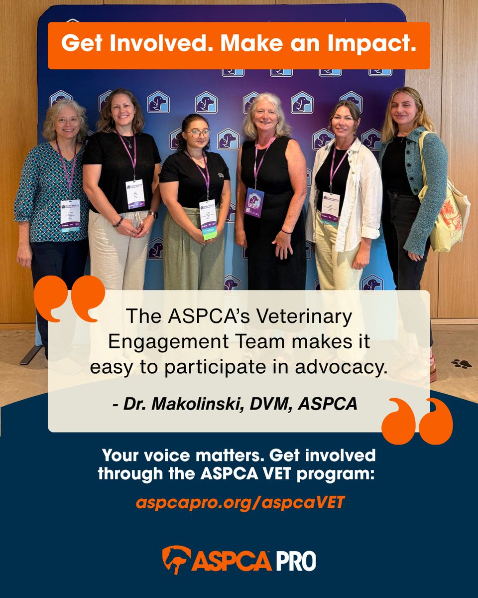 ASPCAPro's tweet photo. Members of the ASPCA Veterinary Engagement Team (VET) use their expertise to help shape animal welfare policy. Check out Dr. Makolinski's experience and how she advocates for animals. Working together, we save more lives. That is #TheRescueEffect. https://t.co/IrsWjPkXcn https://t.co/sU3LNFwQ59