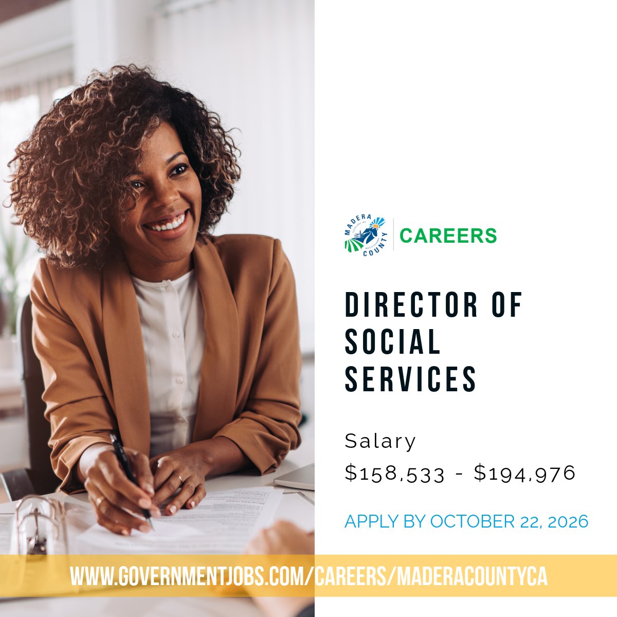 madcocareers's tweet photo. Madera County is on the lookout for a Director of Social Service to join the team! Dive into the details and take the next step in your career by applying at https://t.co/hve9nIKJmf. https://t.co/ubFUF7B1cr