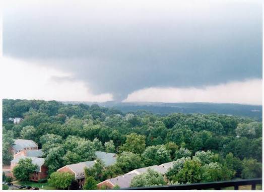 25YearsAgoLive's tweet photo. Six tornadoes strike the Washington, DC Metro Area. 

48 University of Maryland students are injured by flying debris, and two women on I-95 are killed when their car is lifted into the air. 

The tornado family causes $100 million in damages. https://t.co/O3sFtXXfqR