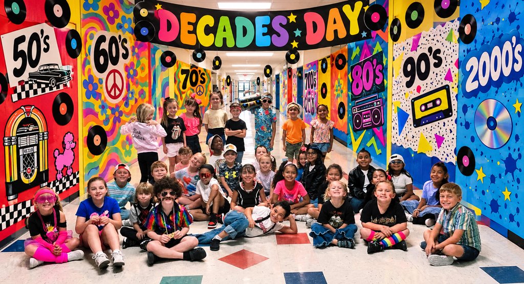 GroesbeckHOW's tweet photo. ✌️🪩 HOW went back in time today! 🪩✌️
Homecoming Week continued with Decades Day, and our little Goats showed up in style! ❤️🐐 
We are loving all the school spirit this week! ❤️🏈🐐
#HomecomingWeek #DecadesDay #GoGoats https://t.co/NCYJb2UTK0