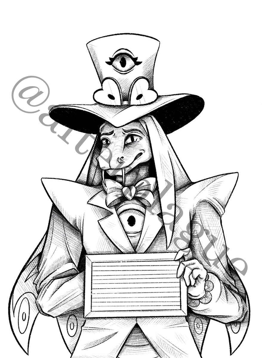 After_Plague's tweet photo. This slithery boi was certain the saddest out of my Hazbin series! Poor fella does NOT want to go to jail!
If you do color one of these pages, tag me! I'd love to see your version. #coloringpage #hazbinhotel #sirpentious
https://t.co/rL7wobIyzg https://t.co/hS8IV97EZu