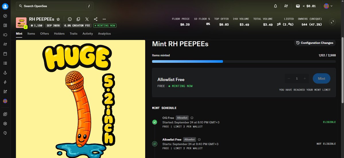PeePeeSize's tweet photo. 🍌 1150 / 2988 minted.
🍆 No collabs - no hype - just PeePees
🥚 1/1 is hidden between 1150 and 1200 https://t.co/exRvqC75MP