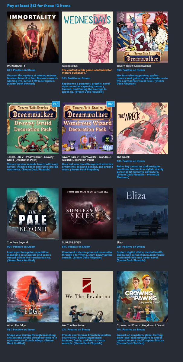 Wario64's tweet photo. Last day to get Humble Game Bundles:

Narrative Masterpieces ($13) https://t.co/RhYHYHOsUp   
Dread and Dark Fantasies RPG Collection ($18) https://t.co/NCt00VumJH 
Make &amp; Play Games in Godot ($25) https://t.co/fTcD7w2Vux #ad https://t.co/kG9Yir8KB6