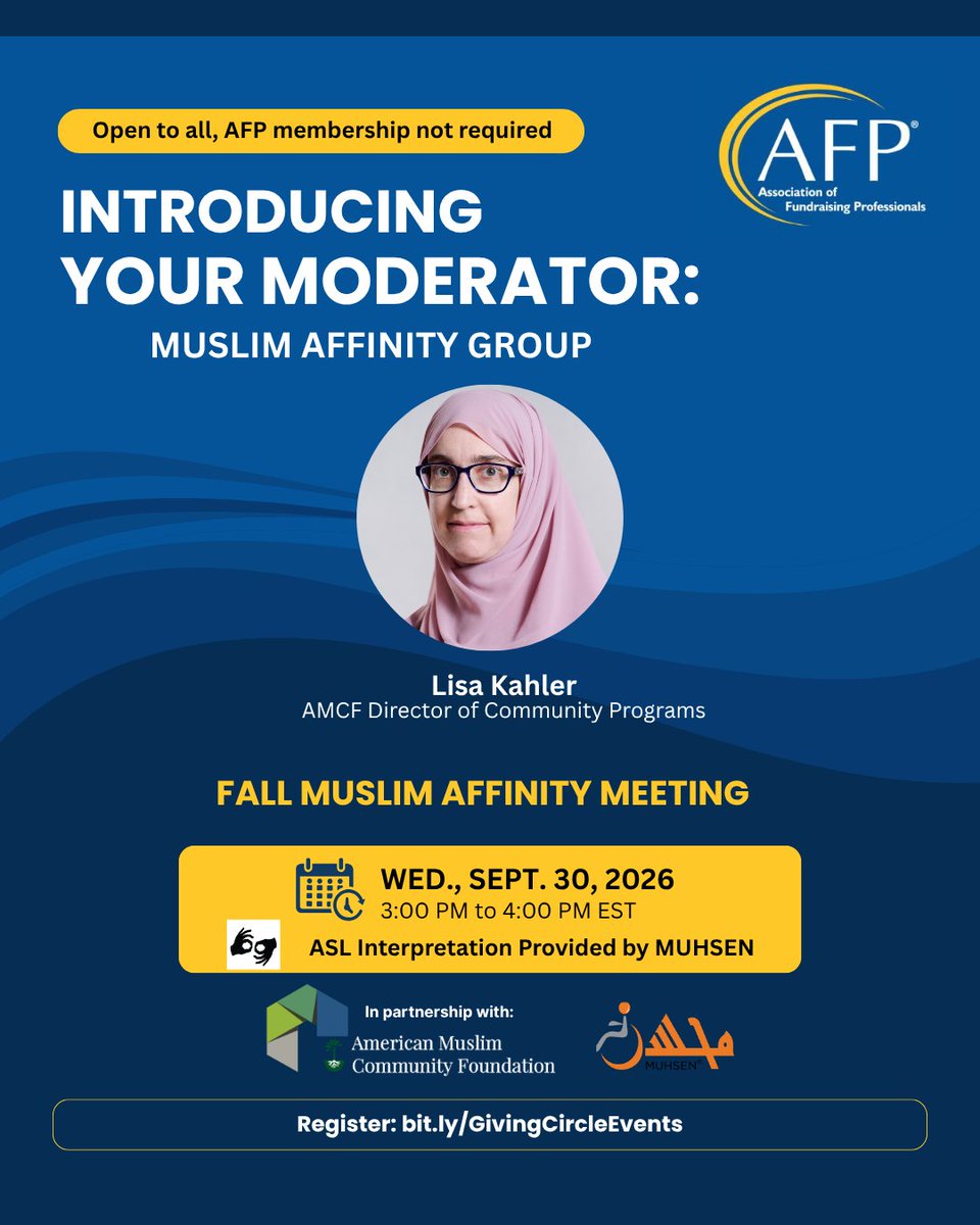 AMuslimCF's tweet photo. 🤝Connect. Exchange ideas. Grow your circle.

🔗Join us: https://t.co/pAVTYURN6S

#AMCF #AFP #MuslimProfessionals #MuslimPhilanthropy #FundraisingProfessionals #NonprofitProfessionals #ProfessionalNetworking #CommunityBuilding #MUHSEN https://t.co/X8N8xxrxb4