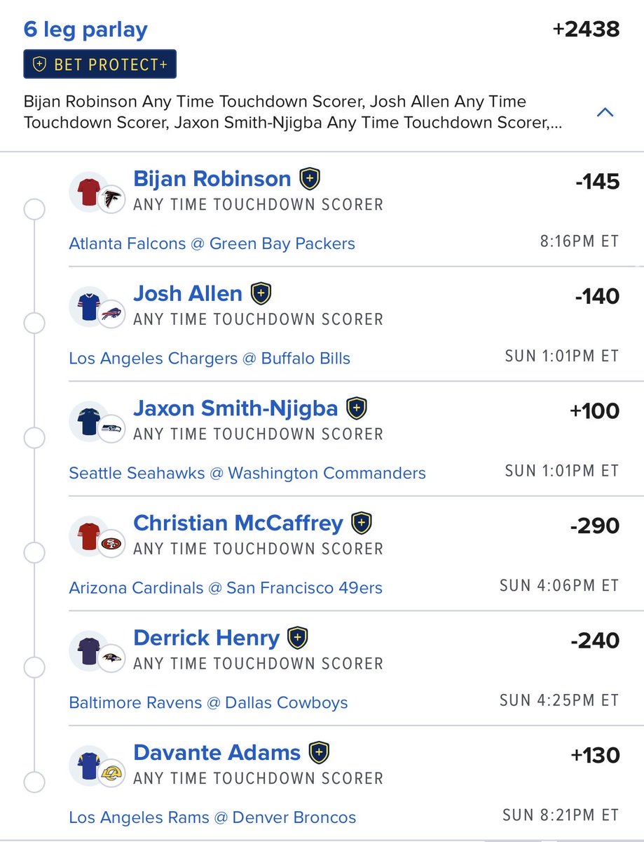 onlyparlays's tweet photo. The Week 3 ATD Parlay (+2438) 🏈🔥

Tap in 👇 https://t.co/tkHpR44Rb9
