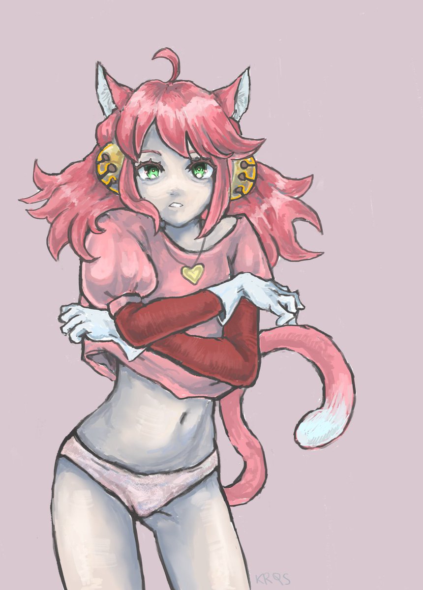 PinkTheFlower's tweet photo. “Mew Mew!! I like to undress after a long day of being an idol~” https://t.co/U9QUWMKmSn